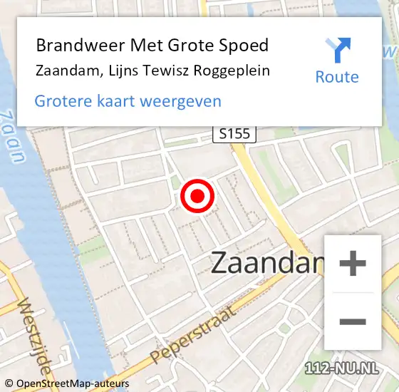 Locatie op kaart van de 112 melding: Brandweer Met Grote Spoed Naar Zaandam, Lijns Tewisz Roggeplein op 7 augustus 2024 04:03