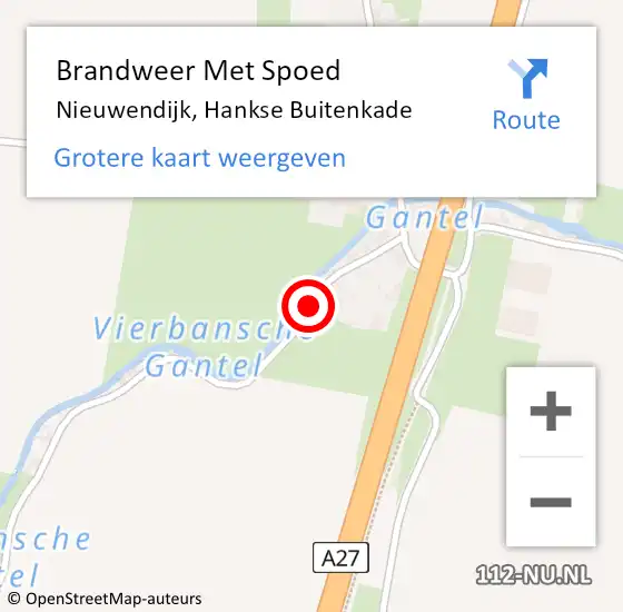 Locatie op kaart van de 112 melding: Brandweer Met Spoed Naar Nieuwendijk, Hankse Buitenkade op 7 augustus 2024 05:33