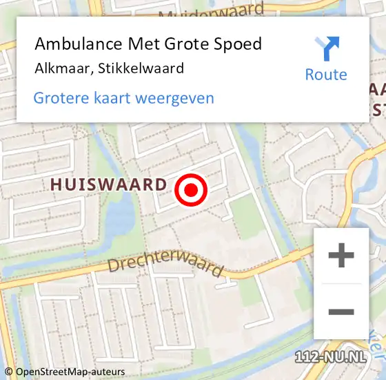 Locatie op kaart van de 112 melding: Ambulance Met Grote Spoed Naar Alkmaar, Stikkelwaard op 7 augustus 2024 05:50