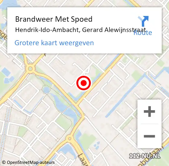 Locatie op kaart van de 112 melding: Brandweer Met Spoed Naar Hendrik-Ido-Ambacht, Gerard Alewijnsstraat op 7 augustus 2024 06:10