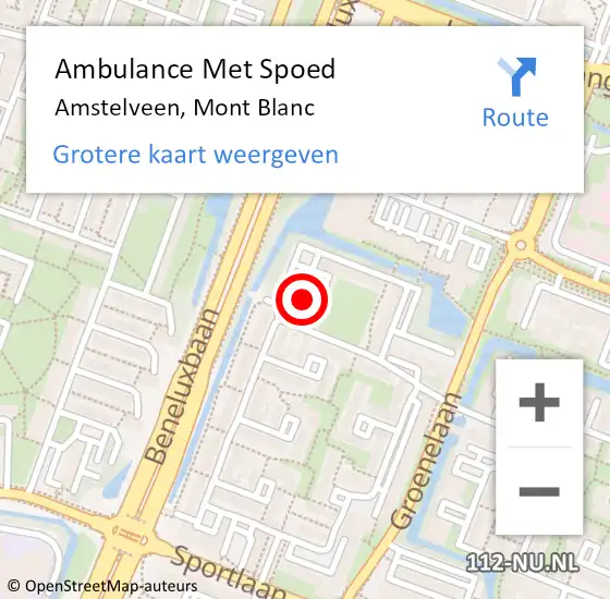 Locatie op kaart van de 112 melding: Ambulance Met Spoed Naar Amstelveen, Mont Blanc op 7 augustus 2024 06:11