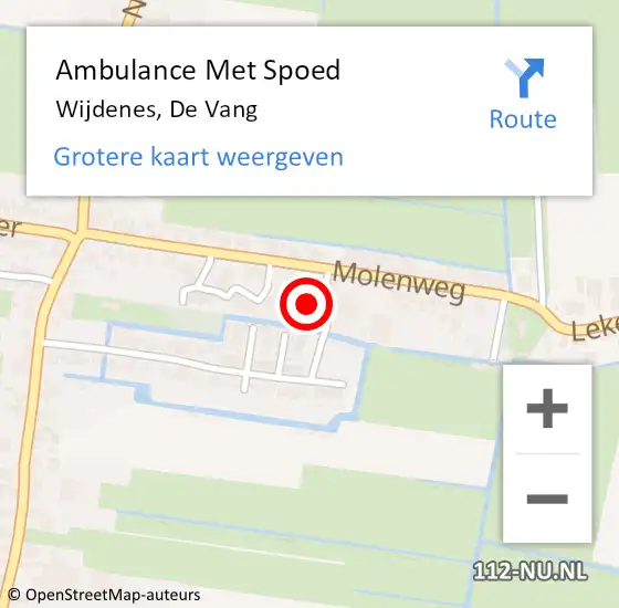 Locatie op kaart van de 112 melding: Ambulance Met Spoed Naar Wijdenes, De Vang op 7 augustus 2024 07:07