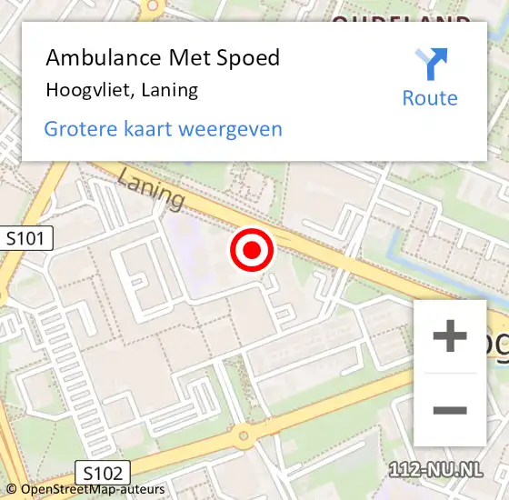 Locatie op kaart van de 112 melding: Ambulance Met Spoed Naar Hoogvliet, Laning op 7 augustus 2024 08:11