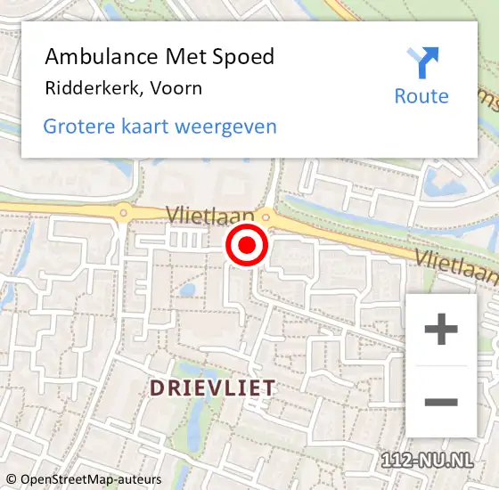 Locatie op kaart van de 112 melding: Ambulance Met Spoed Naar Ridderkerk, Voorn op 7 augustus 2024 08:11