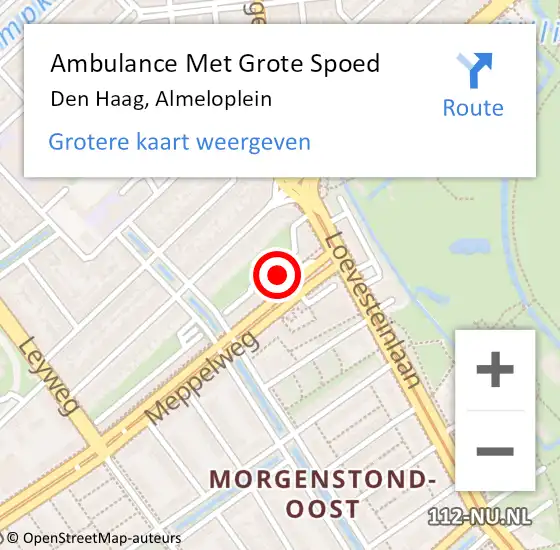 Locatie op kaart van de 112 melding: Ambulance Met Grote Spoed Naar Den Haag, Almeloplein op 7 augustus 2024 09:01