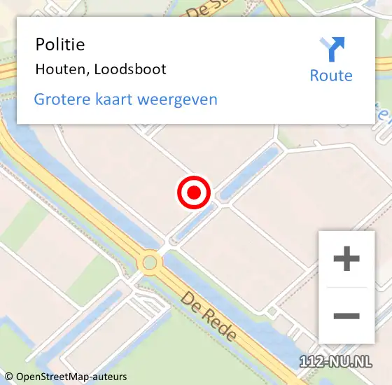 Locatie op kaart van de 112 melding: Politie Houten, Loodsboot op 7 augustus 2024 09:04