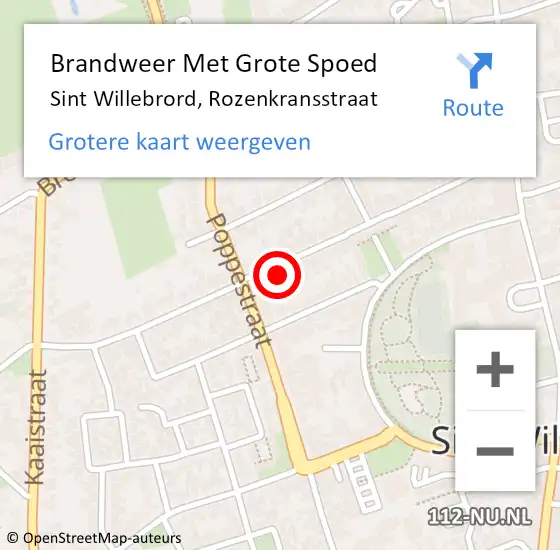 Locatie op kaart van de 112 melding: Brandweer Met Grote Spoed Naar Sint Willebrord, Rozenkransstraat op 7 augustus 2024 09:21