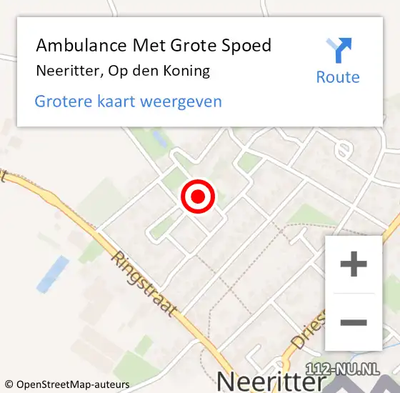 Locatie op kaart van de 112 melding: Ambulance Met Grote Spoed Naar Neeritter, Op den Koning op 7 augustus 2024 09:22