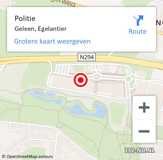 Locatie op kaart van de 112 melding: Politie Geleen, Egelantier op 7 augustus 2024 09:23