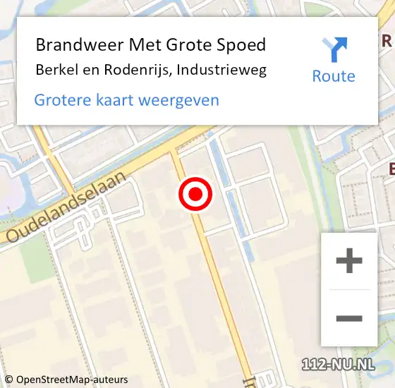 Locatie op kaart van de 112 melding: Brandweer Met Grote Spoed Naar Berkel en Rodenrijs, Industrieweg op 7 augustus 2024 09:32