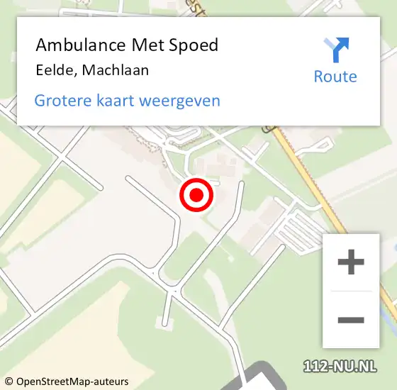 Locatie op kaart van de 112 melding: Ambulance Met Spoed Naar Eelde, Machlaan op 7 augustus 2024 09:41