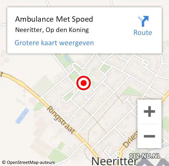 Locatie op kaart van de 112 melding: Ambulance Met Spoed Naar Neeritter, Op den Koning op 7 augustus 2024 09:49