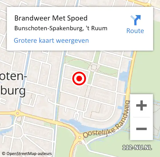 Locatie op kaart van de 112 melding: Brandweer Met Spoed Naar Bunschoten-Spakenburg, 't Ruum op 7 augustus 2024 10:18