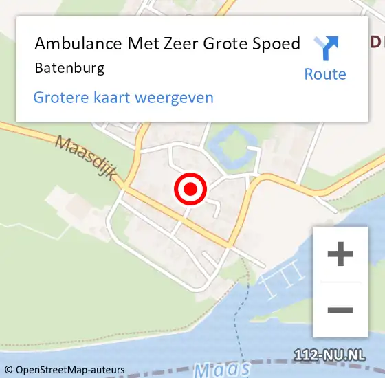 Locatie op kaart van de 112 melding: Ambulance Met Zeer Grote Spoed Naar Batenburg op 7 augustus 2024 10:22