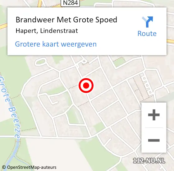 Locatie op kaart van de 112 melding: Brandweer Met Grote Spoed Naar Hapert, Lindenstraat op 7 augustus 2024 10:42