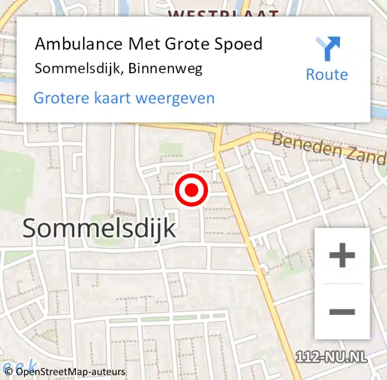 Locatie op kaart van de 112 melding: Ambulance Met Grote Spoed Naar Sommelsdijk, Binnenweg op 7 augustus 2024 10:44