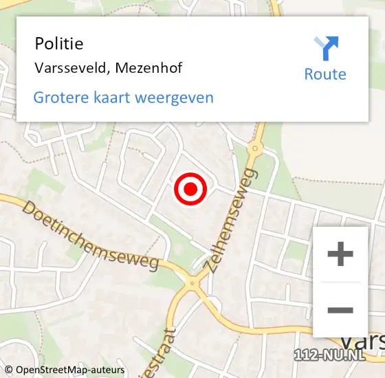 Locatie op kaart van de 112 melding: Politie Varsseveld, Mezenhof op 7 augustus 2024 10:57