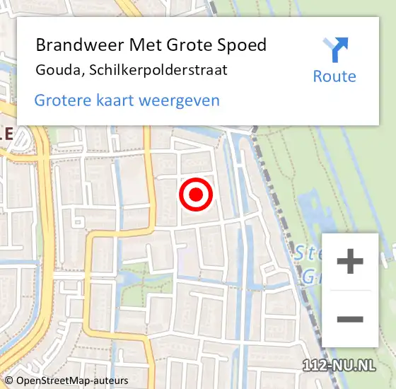 Locatie op kaart van de 112 melding: Brandweer Met Grote Spoed Naar Gouda, Schilkerpolderstraat op 7 augustus 2024 10:59