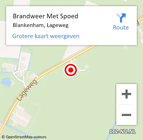 Locatie op kaart van de 112 melding: Brandweer Met Spoed Naar Blankenham, Lageweg op 7 augustus 2024 11:23