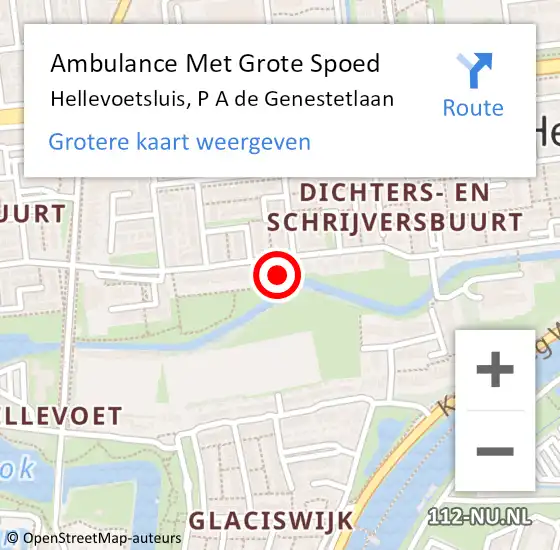 Locatie op kaart van de 112 melding: Ambulance Met Grote Spoed Naar Hellevoetsluis, P A de Genestetlaan op 7 augustus 2024 11:24