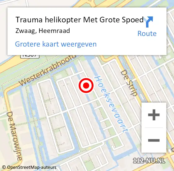 Locatie op kaart van de 112 melding: Trauma helikopter Met Grote Spoed Naar Zwaag, Heemraad op 7 augustus 2024 11:28