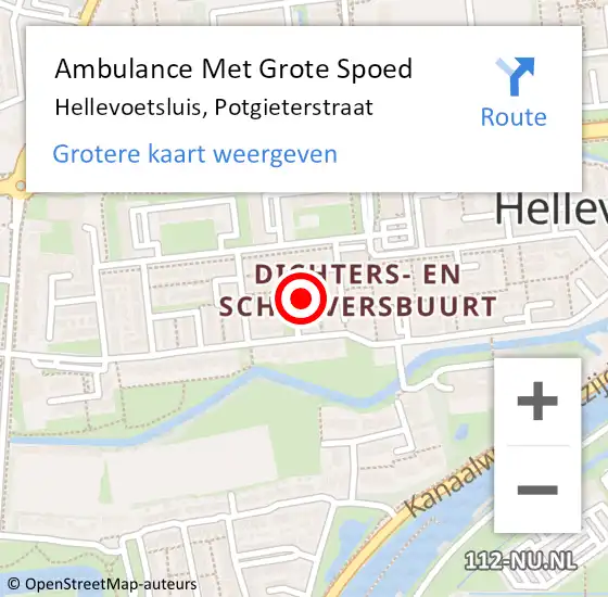 Locatie op kaart van de 112 melding: Ambulance Met Grote Spoed Naar Hellevoetsluis, Potgieterstraat op 7 augustus 2024 11:28