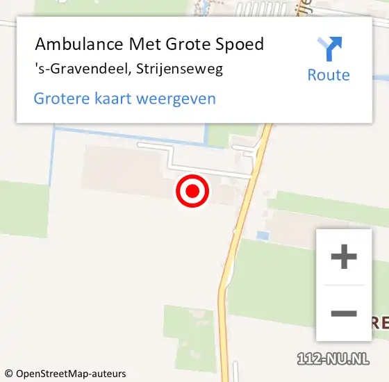 Locatie op kaart van de 112 melding: Ambulance Met Grote Spoed Naar 's-Gravendeel, Strijenseweg op 7 augustus 2024 11:36