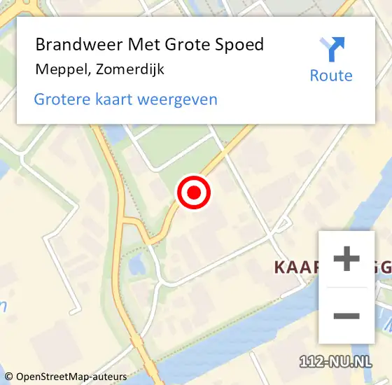 Locatie op kaart van de 112 melding: Brandweer Met Grote Spoed Naar Meppel, Zomerdijk op 7 augustus 2024 11:36