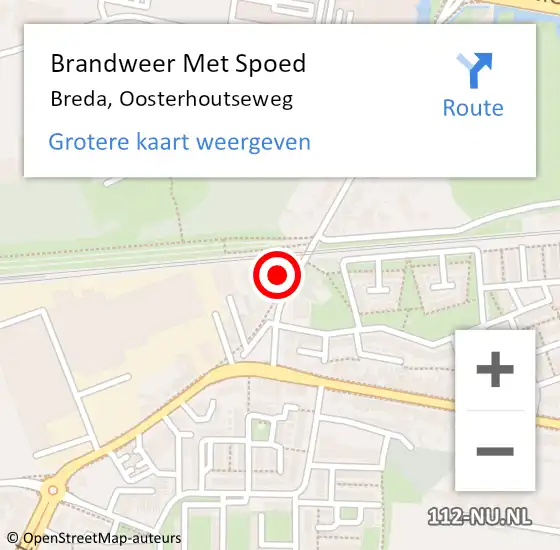 Locatie op kaart van de 112 melding: Brandweer Met Spoed Naar Breda, Oosterhoutseweg op 7 augustus 2024 11:45