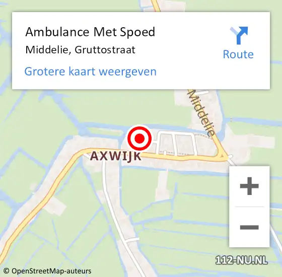 Locatie op kaart van de 112 melding: Ambulance Met Spoed Naar Middelie, Gruttostraat op 7 augustus 2024 11:50