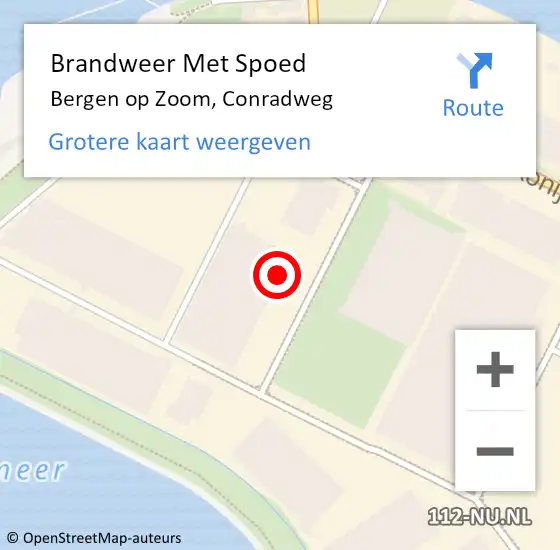 Locatie op kaart van de 112 melding: Brandweer Met Spoed Naar Bergen op Zoom, Conradweg op 7 augustus 2024 11:56