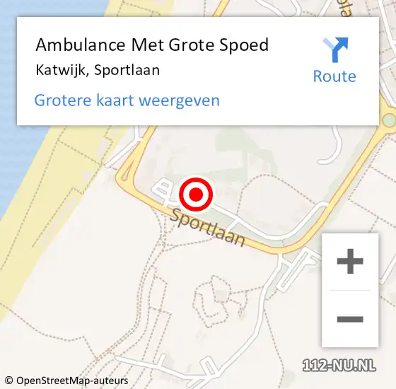 Locatie op kaart van de 112 melding: Ambulance Met Grote Spoed Naar Katwijk, Sportlaan op 7 augustus 2024 12:30