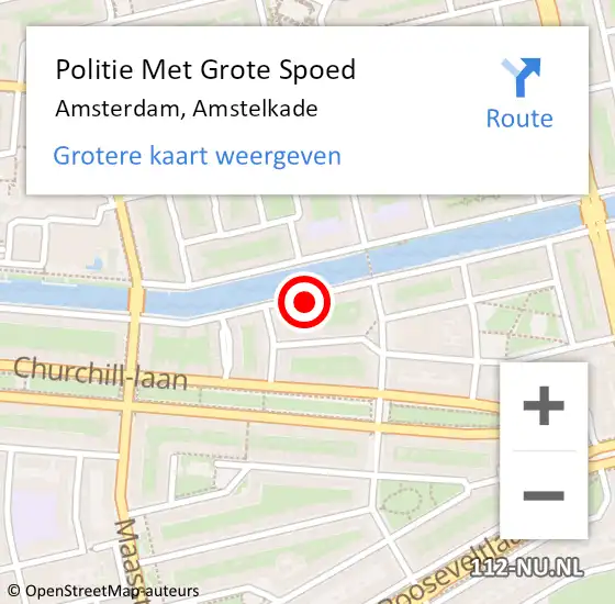 Locatie op kaart van de 112 melding: Politie Met Grote Spoed Naar Amsterdam, Amstelkade op 7 augustus 2024 12:32