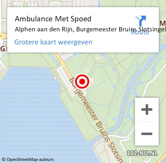 Locatie op kaart van de 112 melding: Ambulance Met Spoed Naar Alphen aan den Rijn, Burgemeester Bruins Slotsingel op 7 augustus 2024 12:34