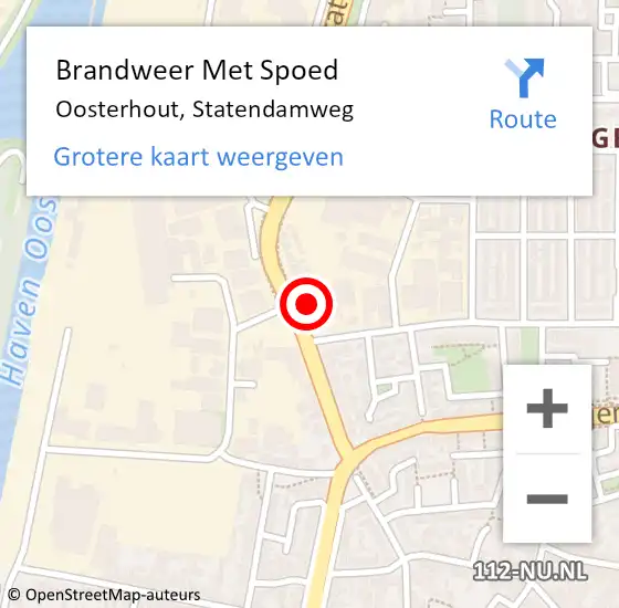 Locatie op kaart van de 112 melding: Brandweer Met Spoed Naar Oosterhout, Statendamweg op 7 augustus 2024 12:36