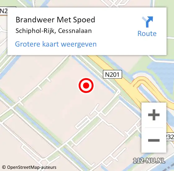 Locatie op kaart van de 112 melding: Brandweer Met Spoed Naar Schiphol-Rijk, Cessnalaan op 7 augustus 2024 12:46