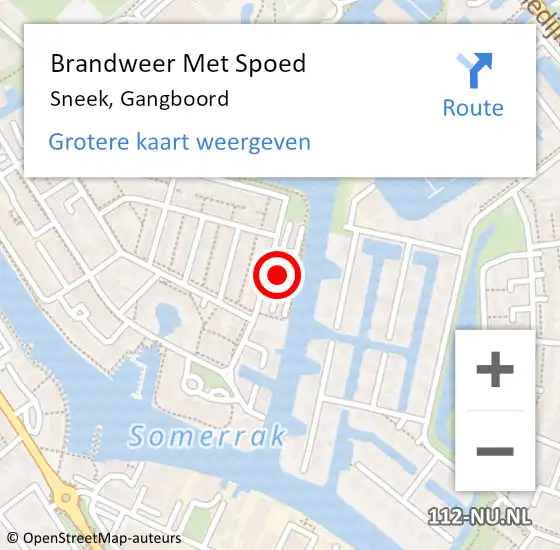 Locatie op kaart van de 112 melding: Brandweer Met Spoed Naar Sneek, Gangboord op 7 augustus 2024 13:03