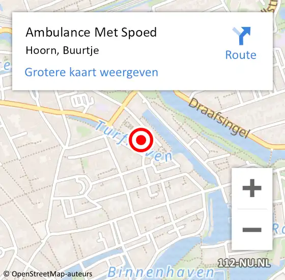 Locatie op kaart van de 112 melding: Ambulance Met Spoed Naar Hoorn, Buurtje op 7 augustus 2024 13:09