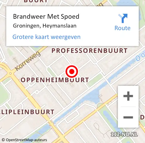 Locatie op kaart van de 112 melding: Brandweer Met Spoed Naar Groningen, Heymanslaan op 7 augustus 2024 13:41