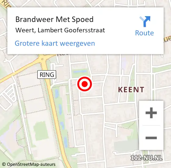 Locatie op kaart van de 112 melding: Brandweer Met Spoed Naar Weert, Lambert Goofersstraat op 7 augustus 2024 13:42