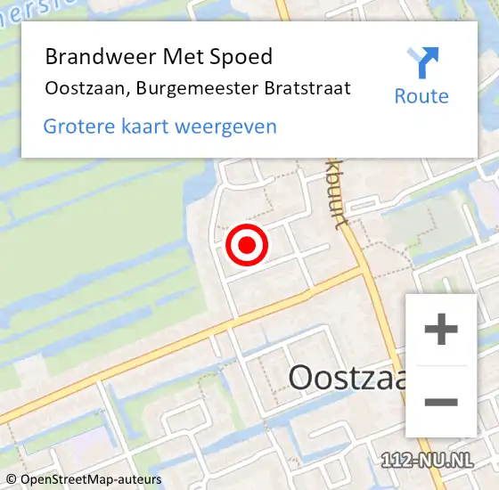 Locatie op kaart van de 112 melding: Brandweer Met Spoed Naar Oostzaan, Burgemeester Bratstraat op 7 augustus 2024 13:44