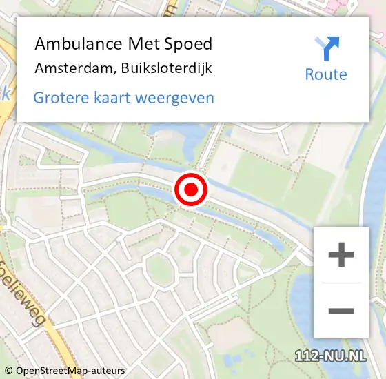 Locatie op kaart van de 112 melding: Ambulance Met Spoed Naar Amsterdam, Buiksloterdijk op 7 augustus 2024 13:45