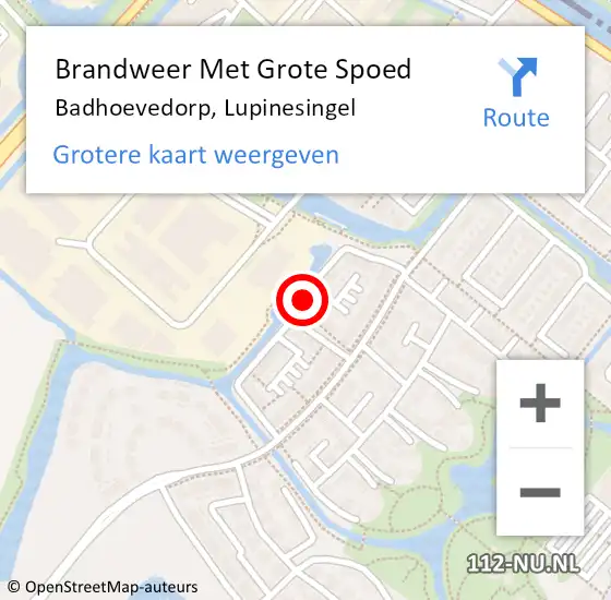 Locatie op kaart van de 112 melding: Brandweer Met Grote Spoed Naar Badhoevedorp, Lupinesingel op 7 augustus 2024 14:16