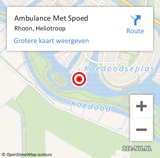 Locatie op kaart van de 112 melding: Ambulance Met Spoed Naar Rhoon, Heliotroop op 7 augustus 2024 14:19