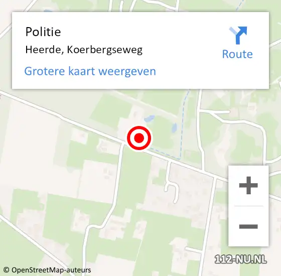 Locatie op kaart van de 112 melding: Politie Heerde, Koerbergseweg op 7 augustus 2024 14:24