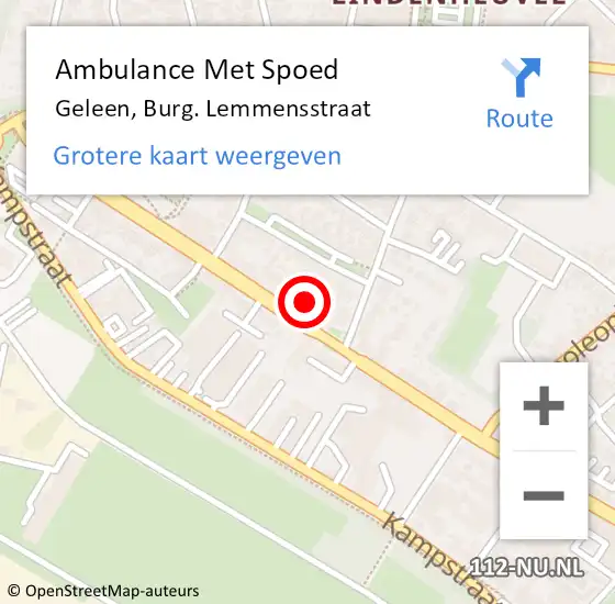 Locatie op kaart van de 112 melding: Ambulance Met Spoed Naar Geleen, Burg. Lemmensstraat op 7 augustus 2024 14:24