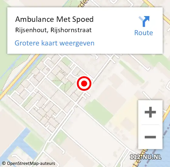 Locatie op kaart van de 112 melding: Ambulance Met Spoed Naar Rijsenhout, Rijshornstraat op 7 augustus 2024 14:28