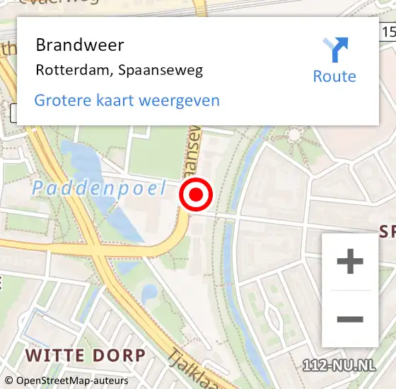 Locatie op kaart van de 112 melding: Brandweer Rotterdam, Spaanseweg op 7 augustus 2024 14:41