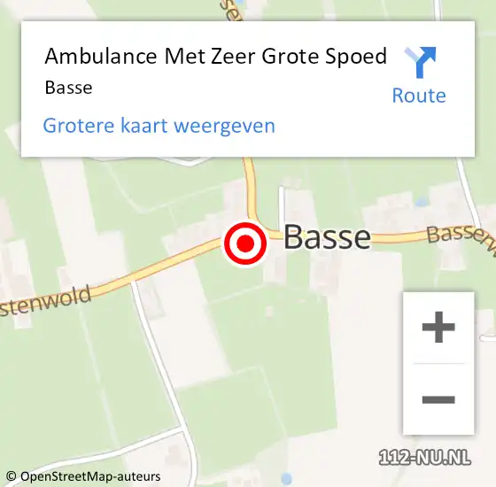 Locatie op kaart van de 112 melding: Ambulance Met Zeer Grote Spoed Naar Basse op 7 augustus 2024 14:42