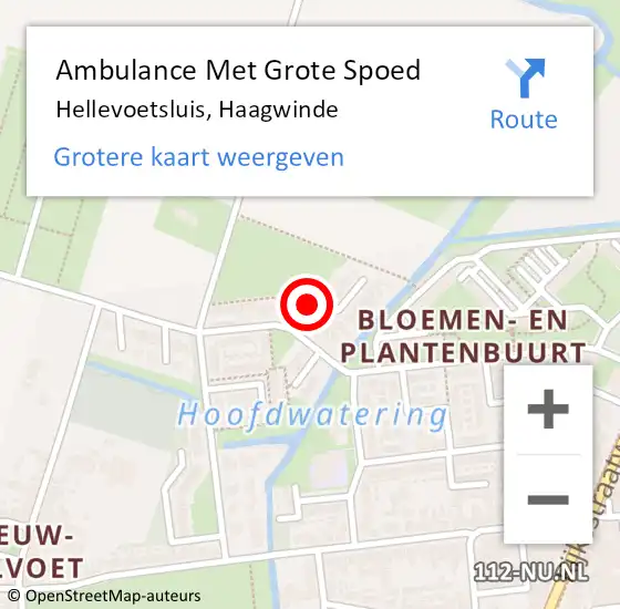 Locatie op kaart van de 112 melding: Ambulance Met Grote Spoed Naar Hellevoetsluis, Haagwinde op 7 augustus 2024 14:48